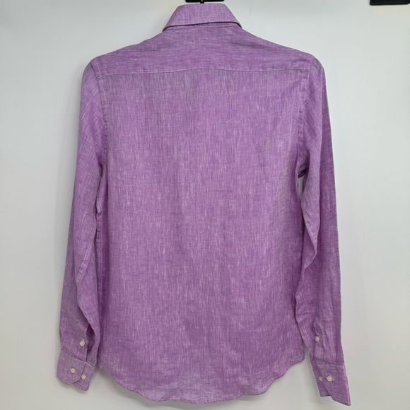 Neros Fumato Positano Men’s S Linen Purple Buttons Down Shirt - Picture 2 of 8
